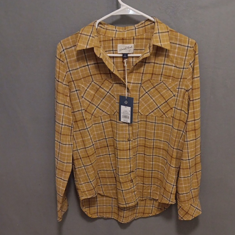Universal Thread Yellow Plaid Casual Shirt Size XL